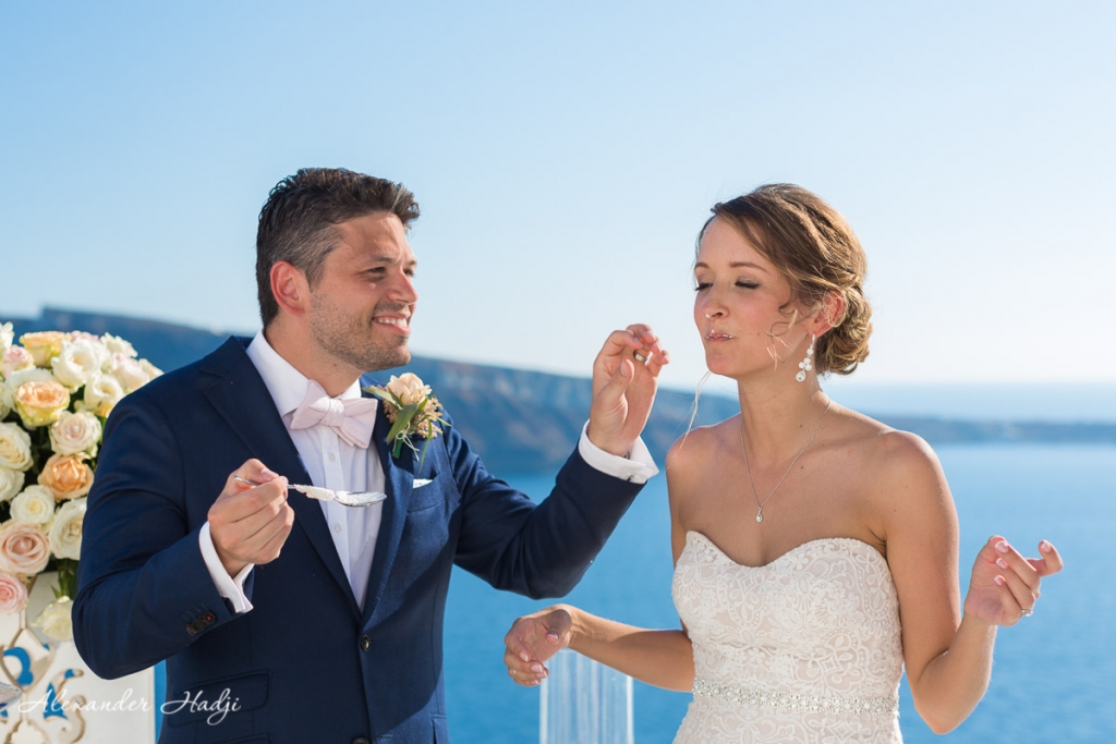 Santorini wedding photoshoot wedding cake